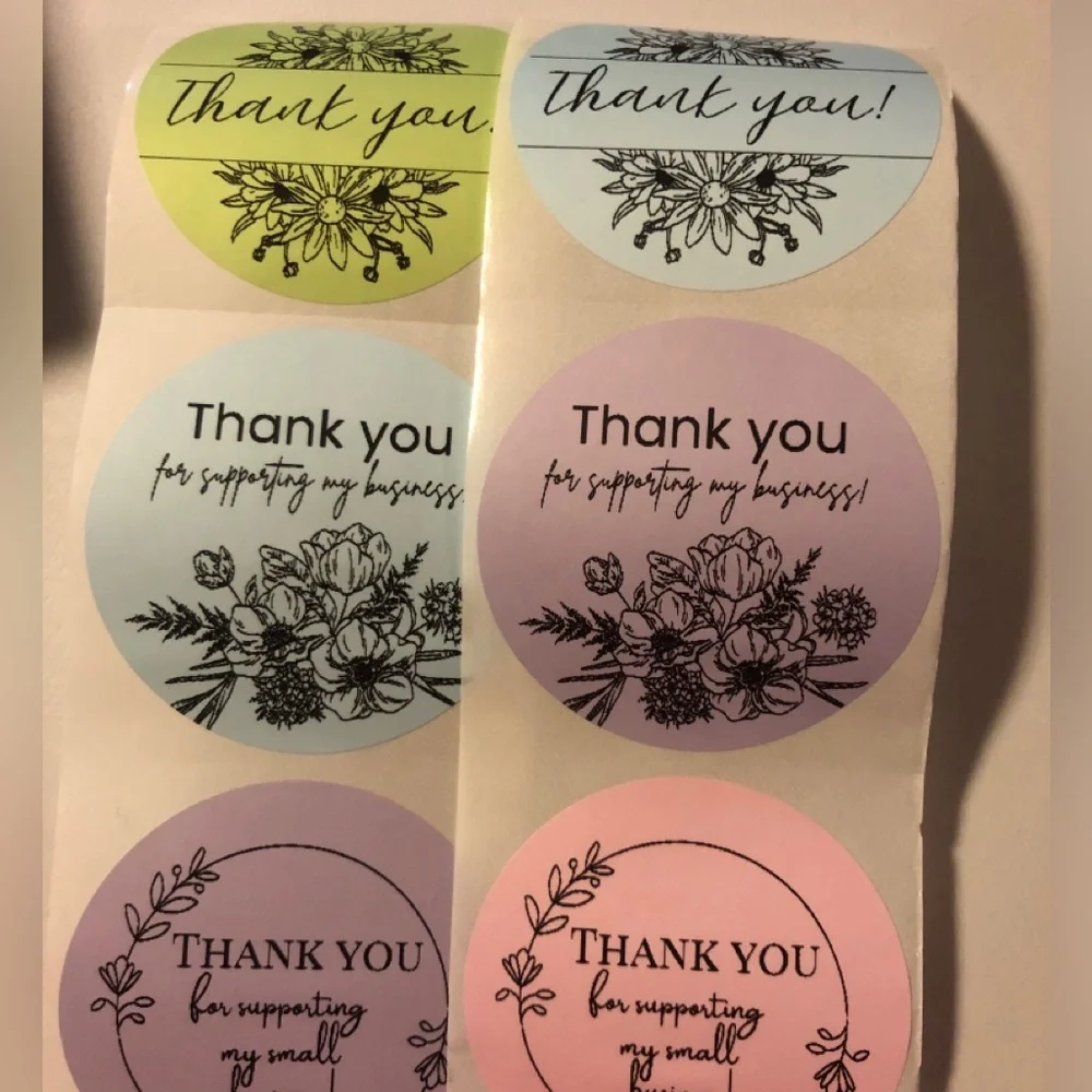 30 Custom Floral Thank You Stickers Set